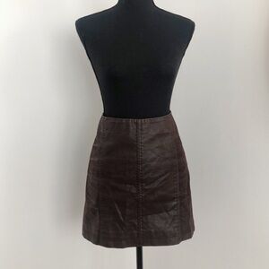 Free People brown vegan leather mini skirt